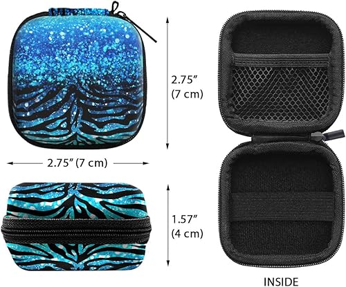 Vista 3 de WIRESTER Funda portátil inalámbrica para auriculares, bolsa de almacenamiento de auriculares, soporte para auriculares con mosquetón negro Brillo