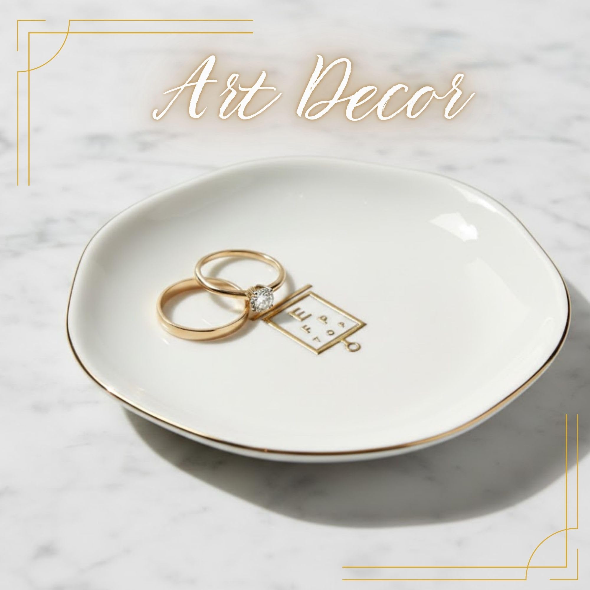 InnoBeta Optometry Gifts for Women Optometrists, Ophthalmology Gifts for Eye Doctors - 4.75" Handcrafted Ceramic Ring Dish with Gold Trim, Decorative Trinket Dish for Rings Earrings