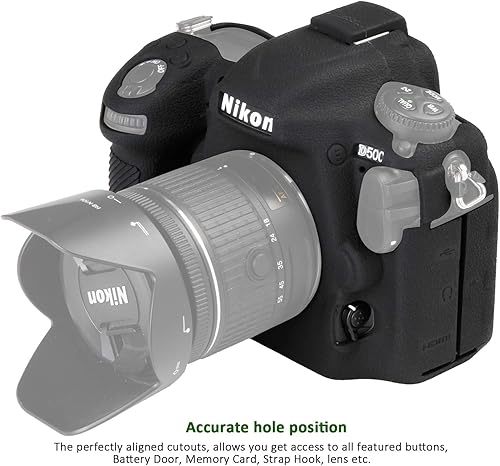 Miniatura 4 de Easy Hood Funda de cámara para Nikon D500 Funda protectora de goma de silicona suave para Nikon D500 Funda protectora para cámara Nikon D500 (negro)