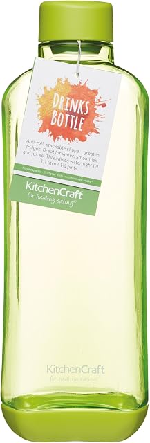 KitchenCraft Healthy Eating BPA-Free Stackable Plastic Water Bottle, 1.1 Litres (2 Pints)