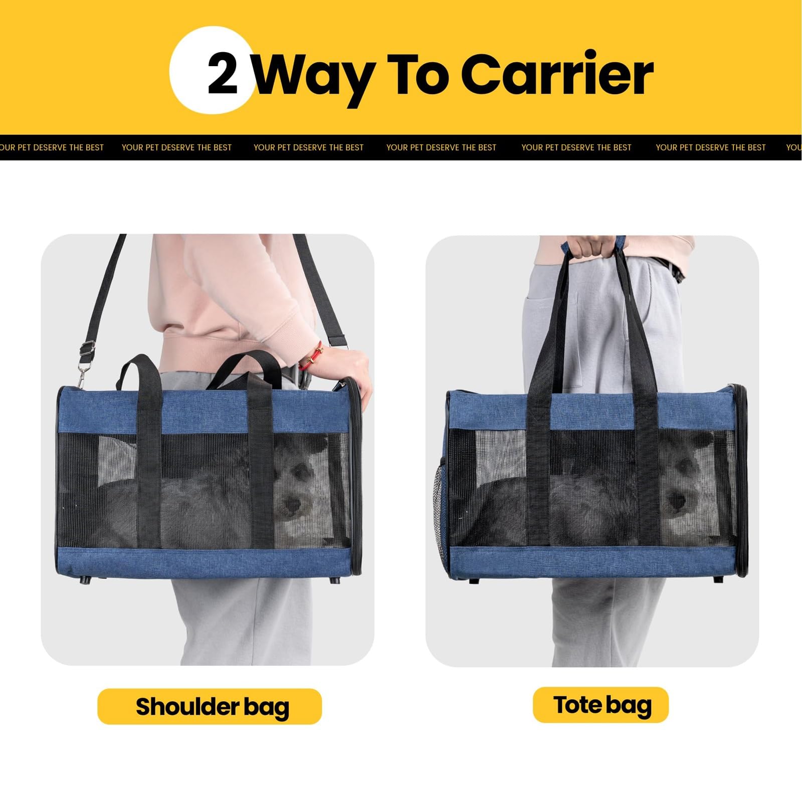 Transportín para Gatos Blando Antifugas Plegable Ligero Ventilado para Coche/Veterinario/Viaje para Gatos/Perros de hasta 22libras(Black)