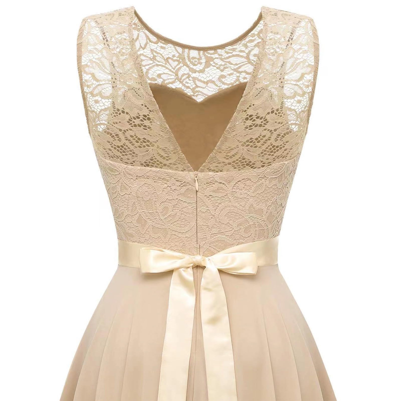 2025 - Damen Cocktailkleid Abendkleider Elegant für Hochzeit Festliche Kleider Ärmellos Brautjungfernkleid Frauen Rüschen
