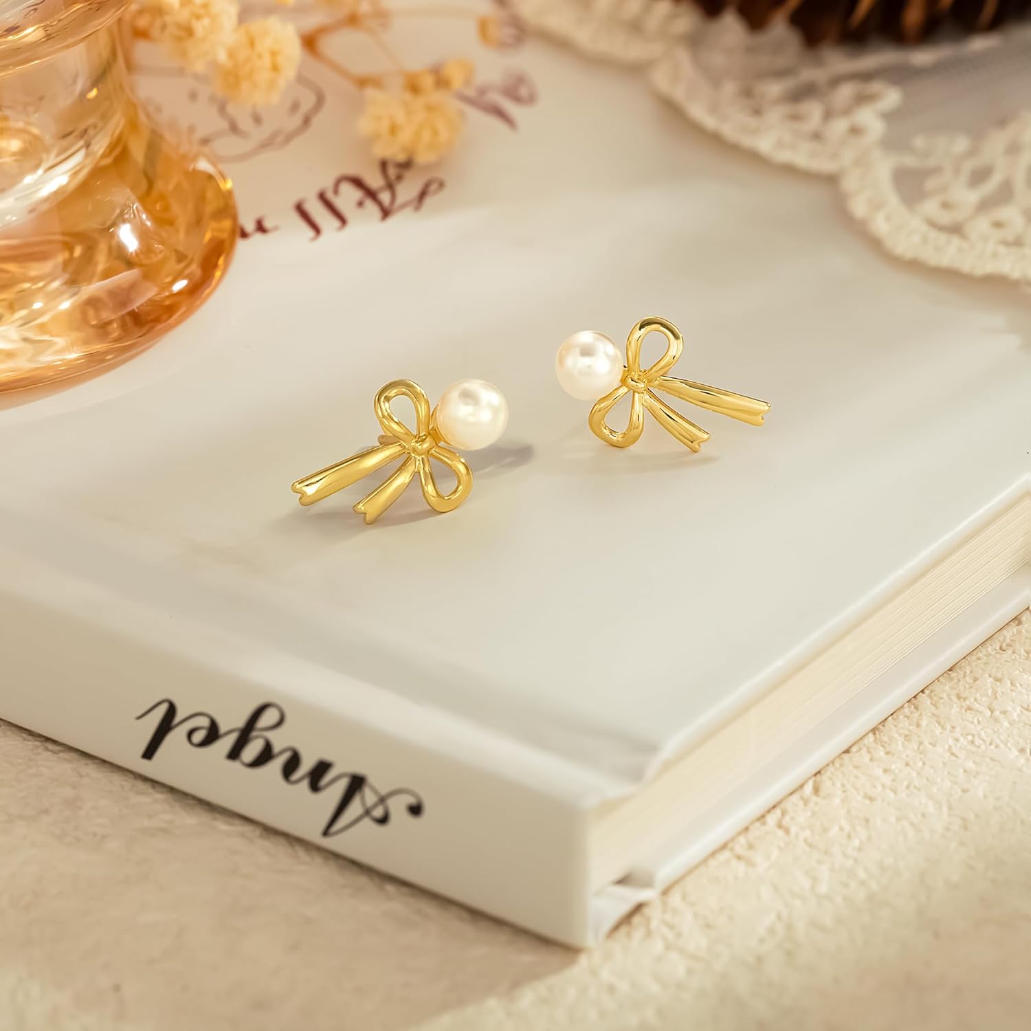 CHESKY Pearl Earrings for Women Small Freshwater Pearl Drop Dangle Earrings 14K Gold Plated Dainty Stud Earrings for Women Elegant Gold Studs Trendy Bridal Wedding Jewelry Gifts - Image 7