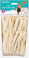 Vista 2 de Lazos de rafia para brazos y piernas (natural) accesorio de fiesta (1 unidad) (4/paquete)