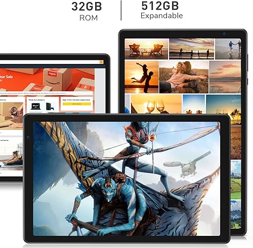 Miniatura 4 de VASOUN Tablet Android de 10 pulgadas 2 GB de RAM 32 GB Android 12 pantalla IPS HD de 101 pulgadas GPS FM procesador Quad-Core Wi-Fi gris