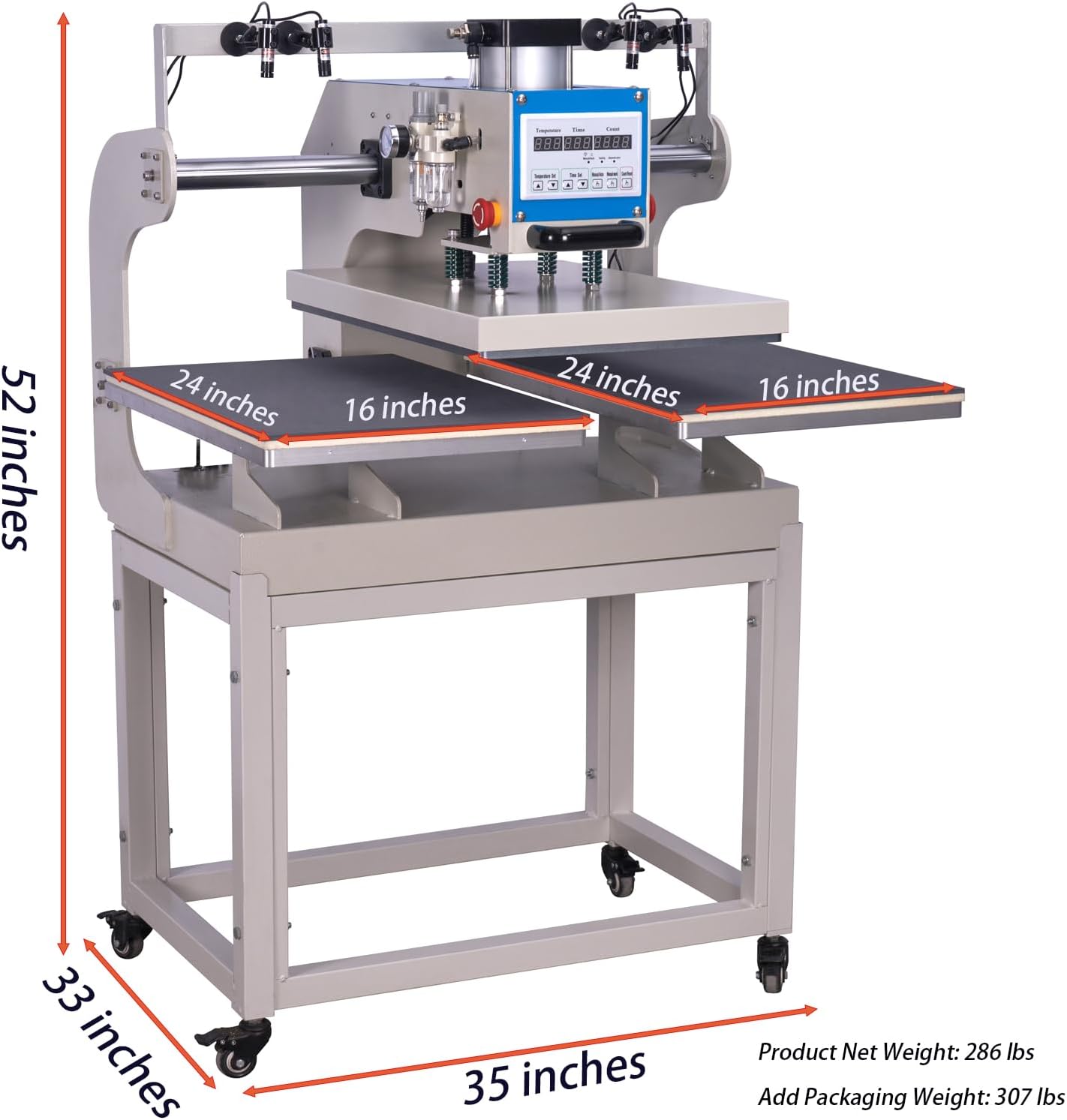 16x24 Pneumatic Heat Press Machine: WUMSTOT Dual Platen Up-Sliding Heat Transfer Press with Infrared Laser Positioning - 110V 2000W DTF Sublimation T-Shirt Press with Stand for Small Business