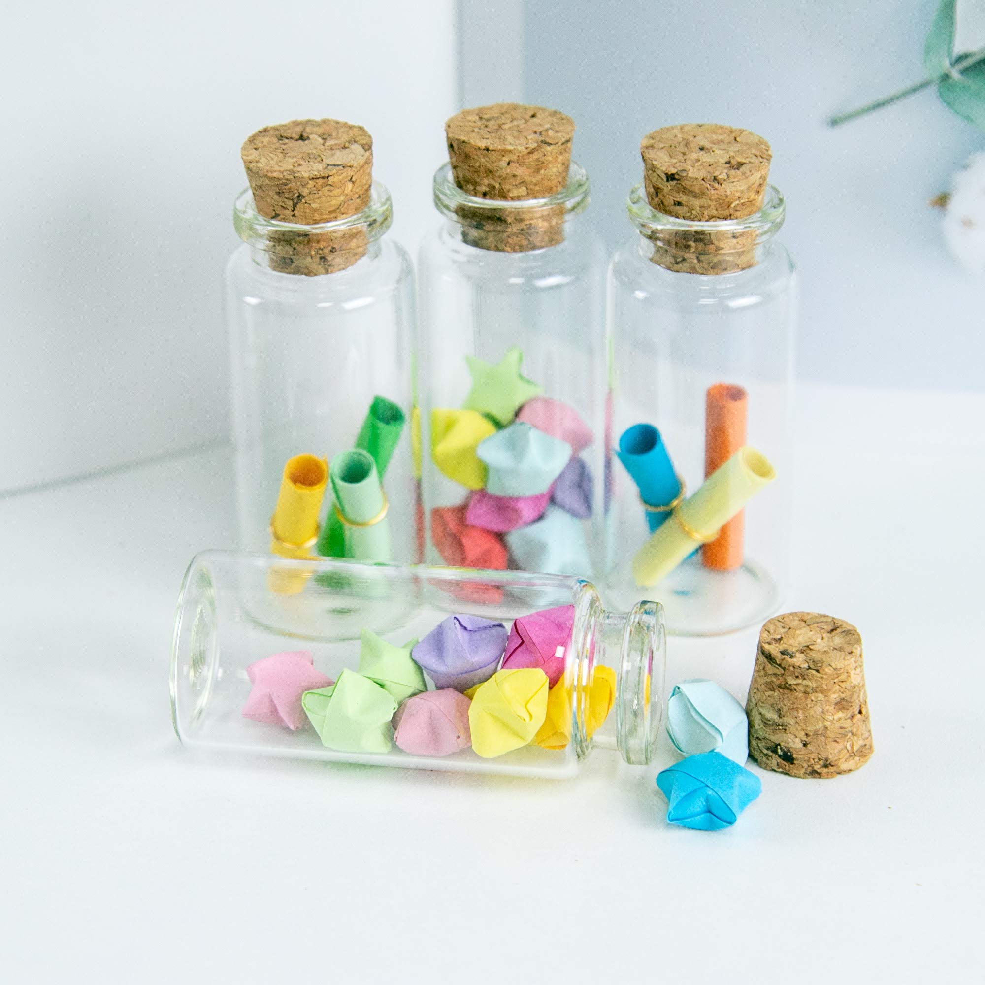 12pcs 30ml Botellas de Vidrio Mini Transparentes Con Corcho - Frascos Vacíos Pequeños Para Banquete de Boda (30ml-30x70x17mm)