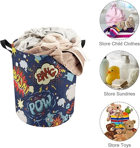 Miniatura 3 de Brebasf - Cesta plegable de superhéroe de City Wars, estilo cómic retro divertido y colorido para mantas, juguetes, ropa sucia en el baño,