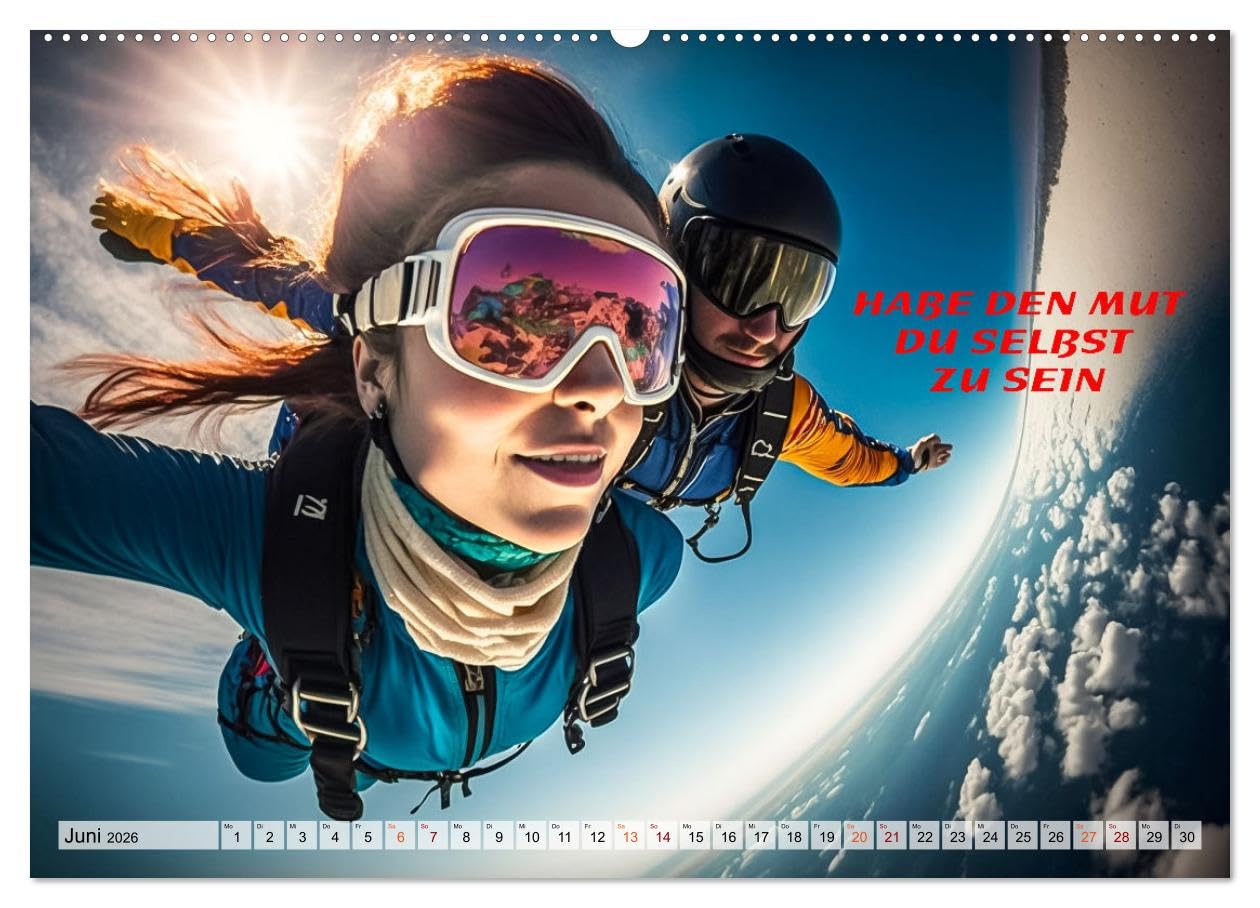 Motivation und Fallschirmspringen (Wandkalender 2026 DIN A2 quer), CALVENDO Monatskalender: Einzigartige Bildmotive gepaart mit wunderbaren ... nicht nur für Skydiver (CALVENDO Menschen)