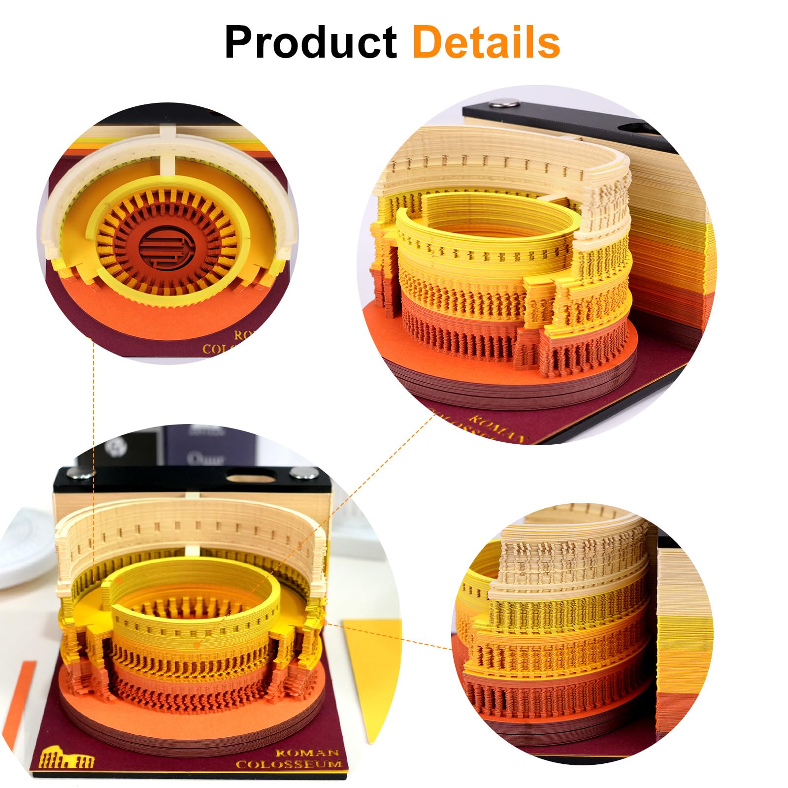 3D Calendar 2026 - The Roman Colosseum | Your Personal Craft Calendar with 3D Paper Model | Unusual Desk Decoration & Magical Winter Decoration - Image 4