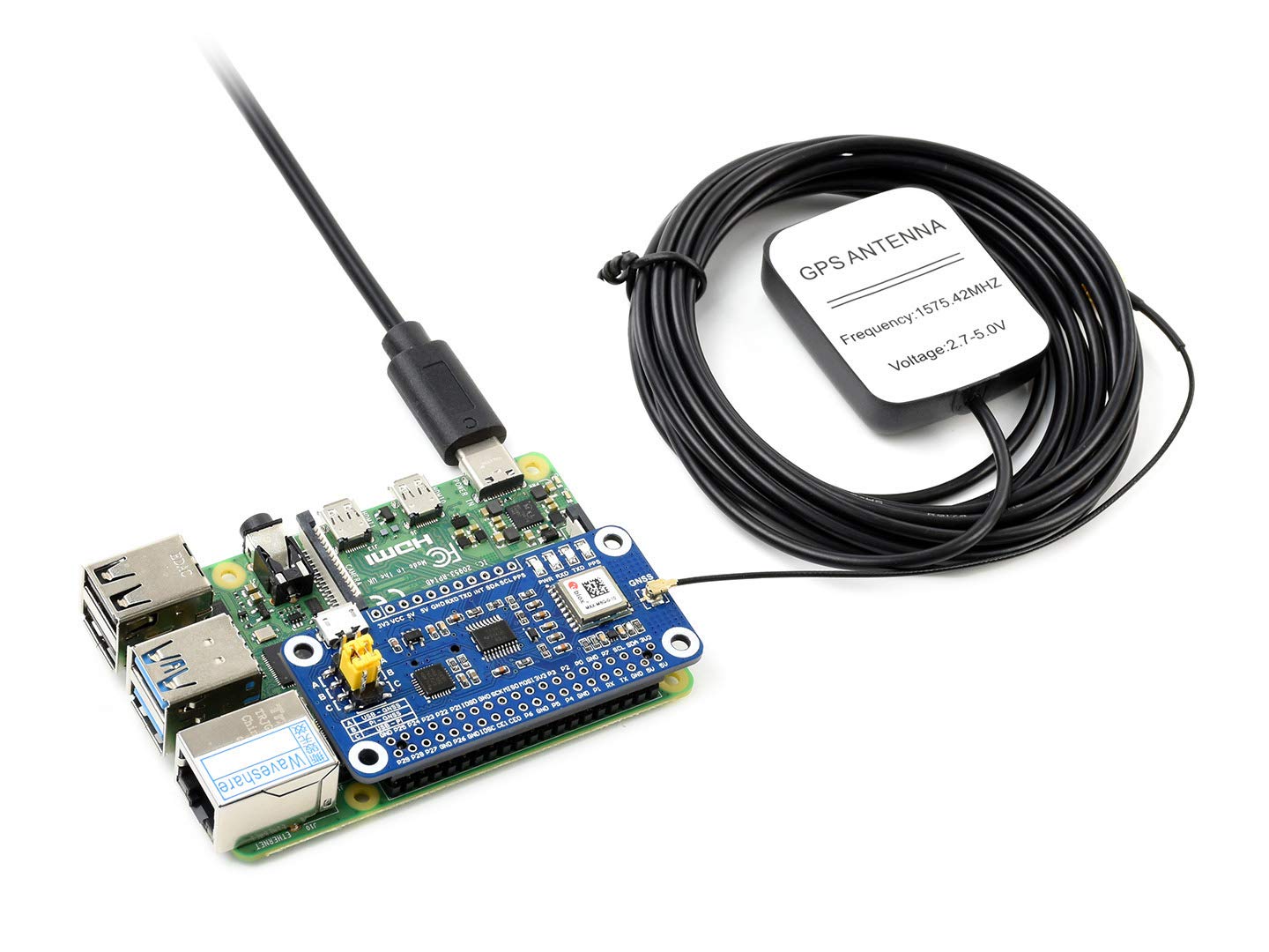 Waveshare MAX-M8Q GNSS Hat Pour Raspberry Pi - Récepteur Multi-Constellation GNSS