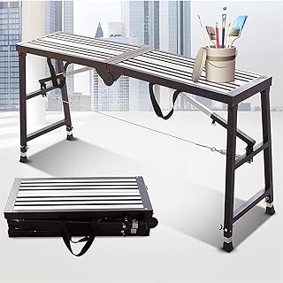 Scaffolding Platform Portable Scaffolding Equipment Tools, Folding Height Adjustable Work Platform, Steel Tower Ladder Stool Work Bench for Ceiling Decoration, Cleaning, Construction (Size : 160cm)