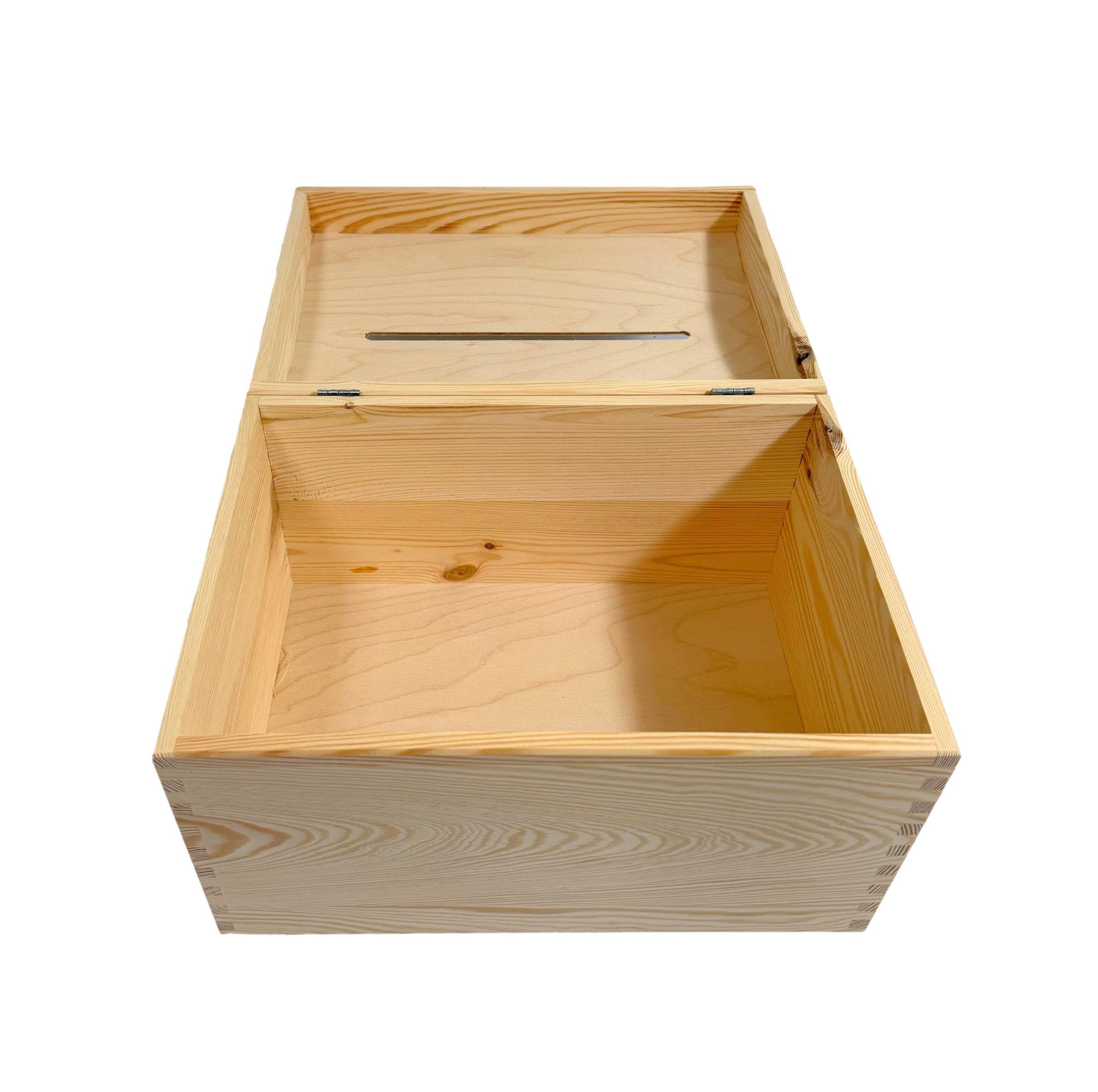 Wooden World - Holztruhe für Briefumschläge oder Wahlurne - Box mit großem Loch zum Einstecken von Briefumschlägen - 25 x 35 x 24,5 cm