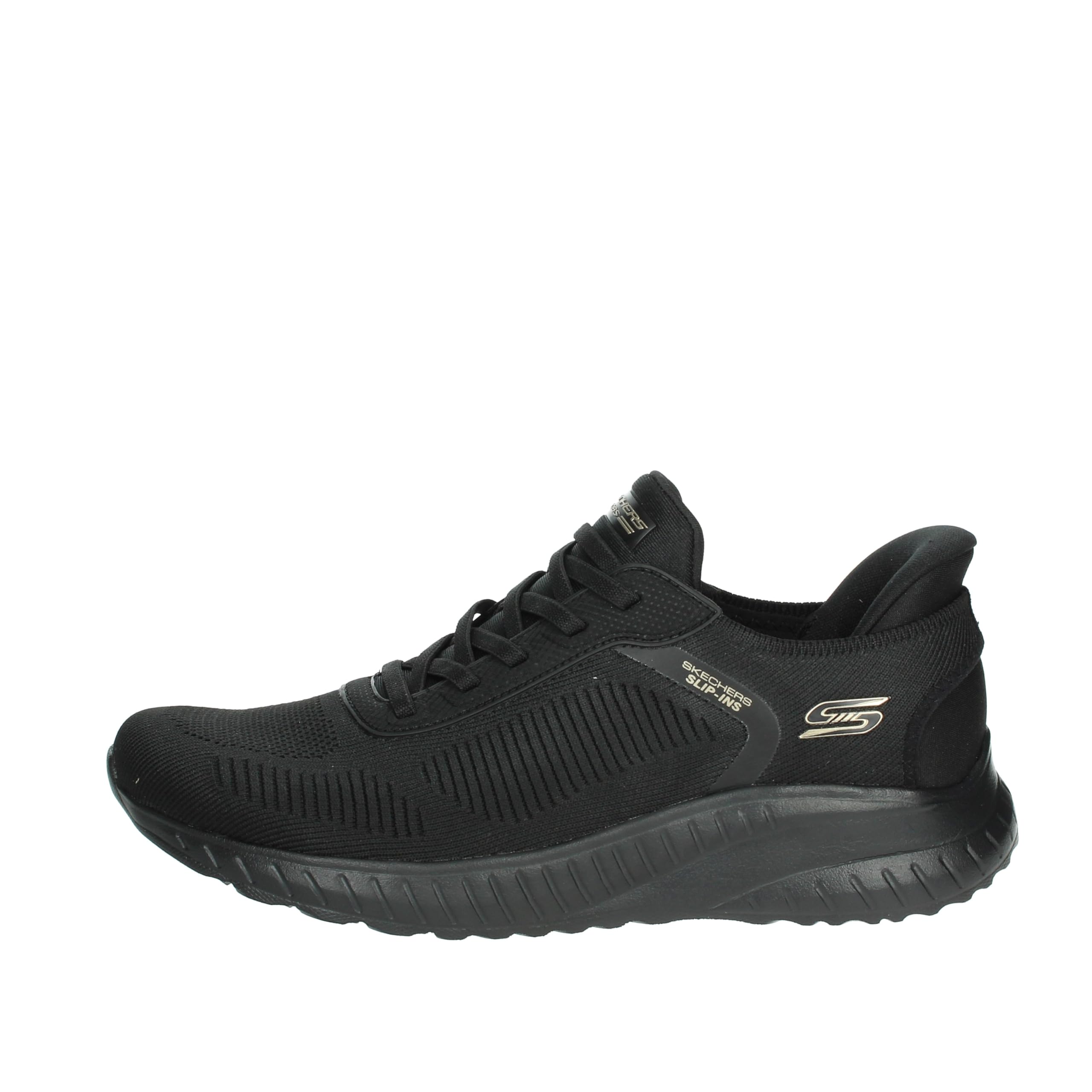 Skechers Women's Bobs Squad Chaos Current Muse Sneaker, Black Textile, 9 UK