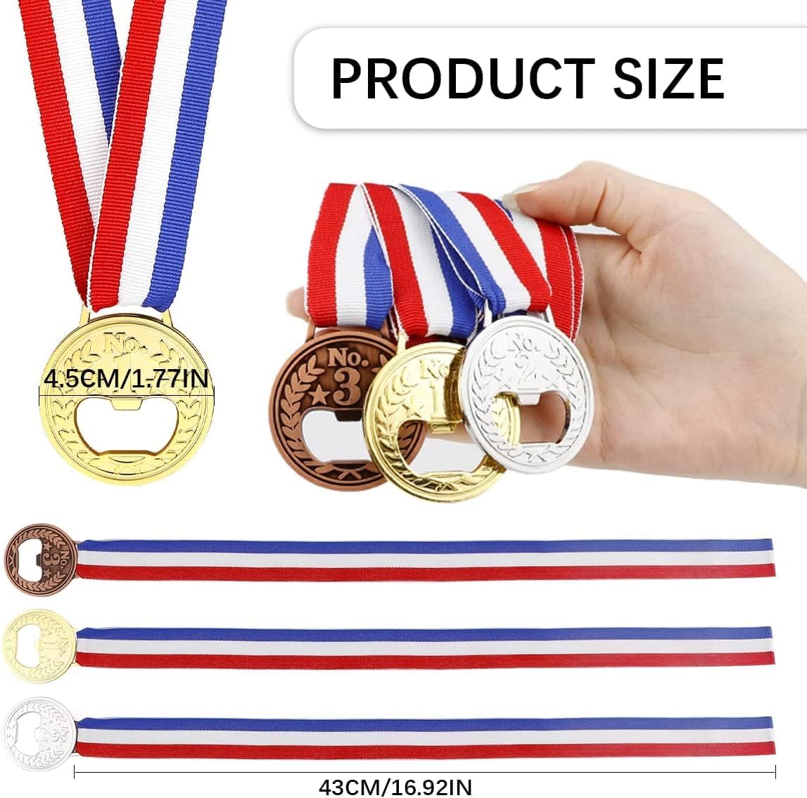 3個入り ゴールドメダル型 ボトルオープナー メタルビールオープナー パーティーゲームバー レストラン用 ゴールドシルバー銅