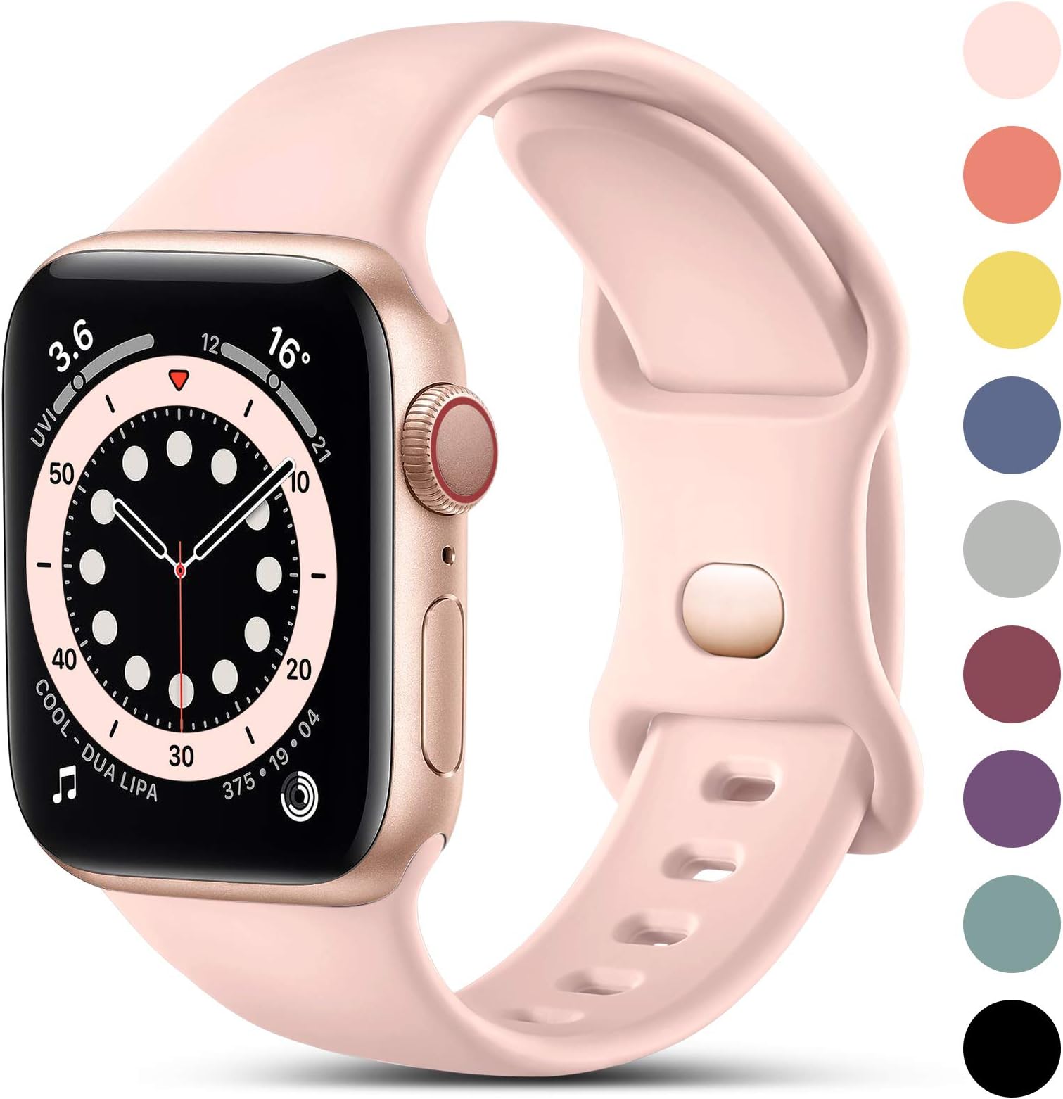 CeMiKa Compatible with Apple Watch Strap 38mm 40mm 41mm 42mm, Soft Silicone Sport Band Replacement Straps for iWatch Strap Series 11 10 9 8 7 6 5 4 3 2 1 SE SE3, Women Men, Sand Pink