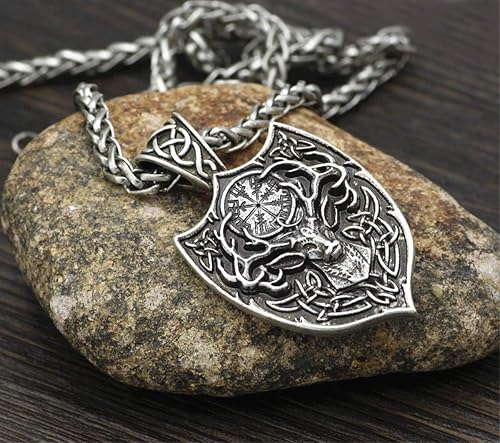 Miniatura 5 de Leprato Collar vikingo nórdico, amuleto de runa vikinga nórdica, dije de amuleto vikingo, regalo de joyería para hombres y mujeres