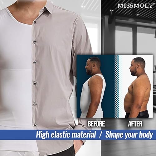 Miniatura 5 de MISS MOLY Men's Compression Shirts Long Sleeve Shapewear Body Shaper Slimming Undershirt