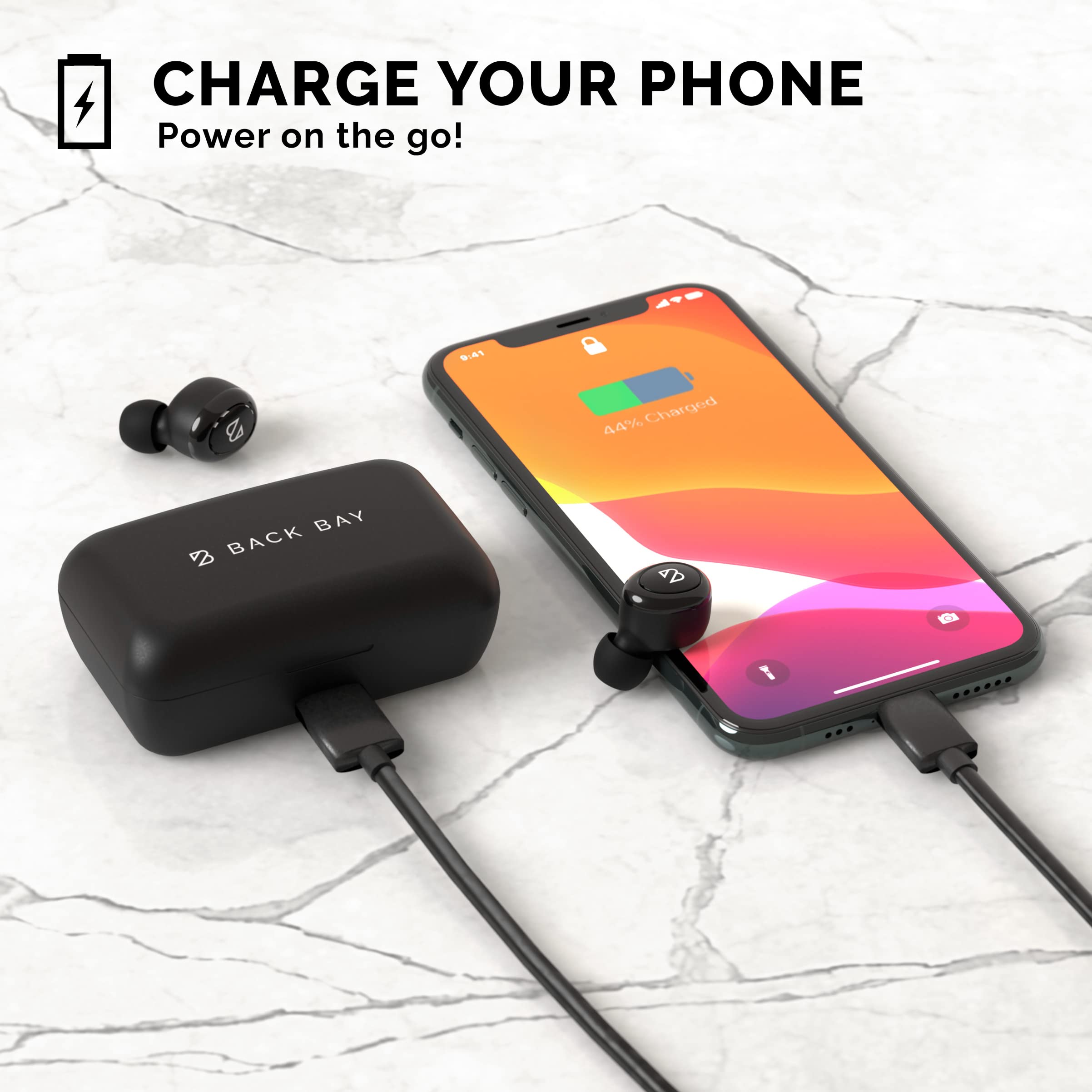 Back Bay Audio Duet 50 True Wireless Earbuds Bluetooth 5.0-40 Hour Long Battery Life with Charging Case. Sweatproof Truly Wireless Headphones for Running, TWS Microphone for Phone Calls view 5