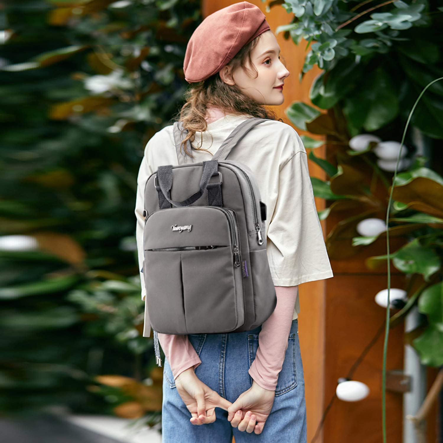 FANDARE Zaini Casual Laptop Borsetta Zainetto Cartelle Donna Zaino Scuola con USB Adolescente Borse a Zaino Ragazza Zainetti Daypacks per All'aperto Viaggio Shopping Impermeabile Nylon