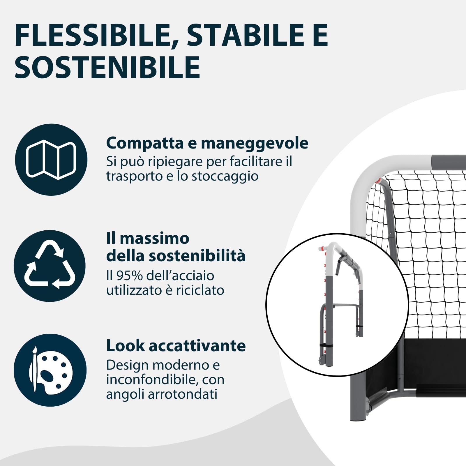HUDORA Porta da calcio RoCo con cancello (2 in 1) – Sistema Targetshot flessibile – resistente alle intemperie, pieghevole e stabile – per bambini e adulti – con contatore di punti e aperture