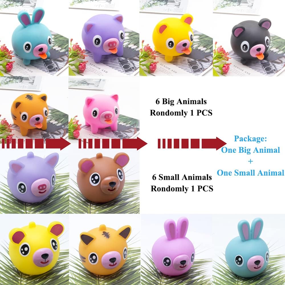 Squeeze Toy for Kids, Children's Decompression Toys, Stress Release Screaming Toy Doll with Tiger Rabbit Bear Pig Designs Autism ADHD for Kids Boys Girls Adults (2PCS Random Animals)