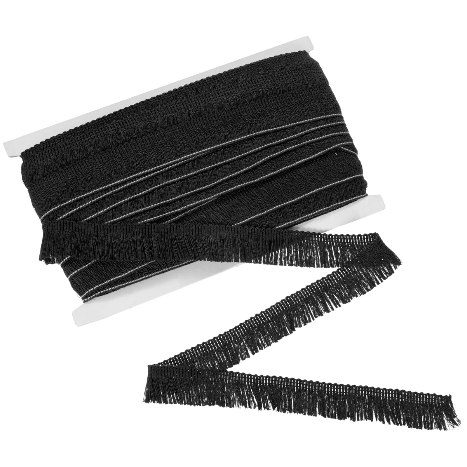 M METERXITY 27 Yards Tassel Fringe Trim, 1 Inch Wide Polyester Fringe Boho Lace Sewing Fringe Trimming for Latin Dress/Skirt/Bags/DIY Decoration/Clothes Accessories [Black]