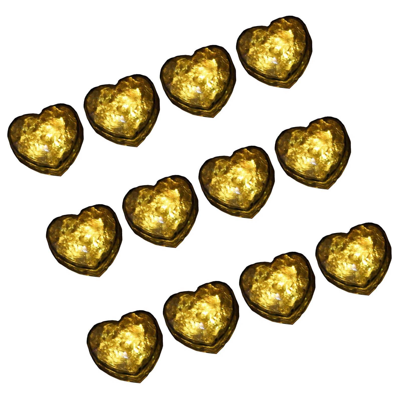 APGLSXY 12pcs Water Activated LED Flashing Heart Shape Ice Cubes Atmospheres Light Party Drink Decorations for Beverage Use Party Drink Decorations