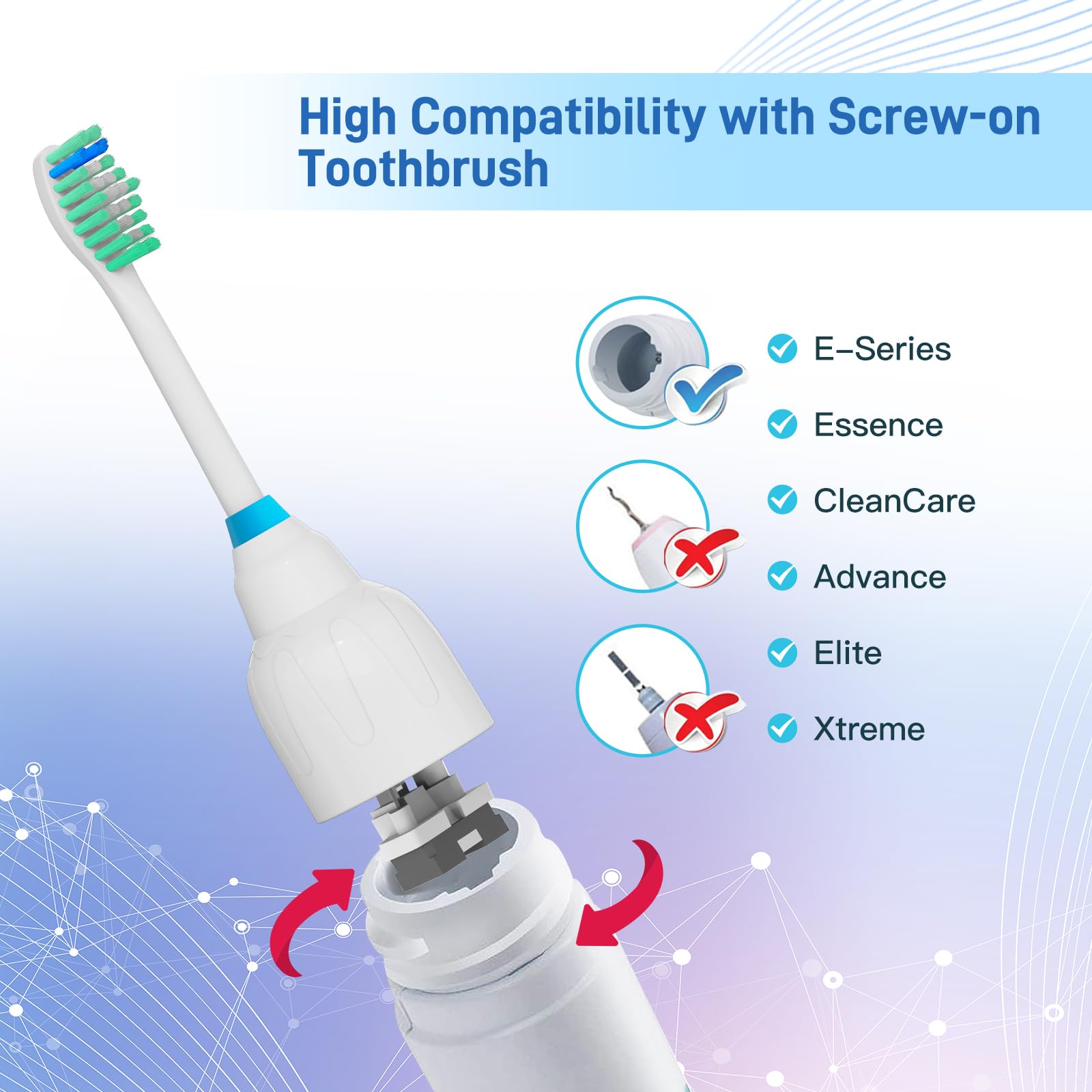 Cabezales de repuesto para cepillo de dientes Philips Sonicare E-Series HX7022/66 HX7023/30, se adapta a Essence, Elite, Advance, CleanCare y otros modelos de cepillo de dientes eléctrico Sonic Care