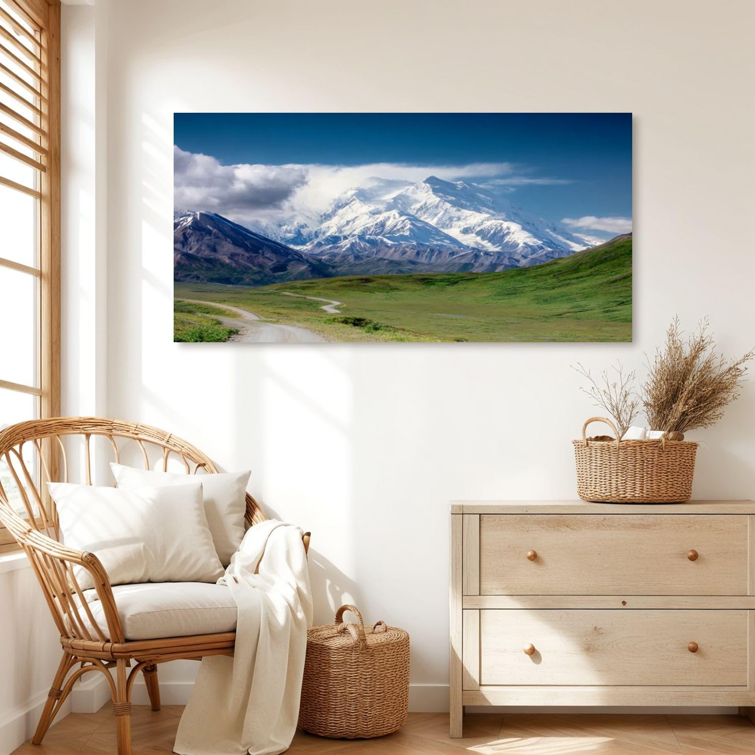 Canvas Wall Art Prints Mount McKinley Denali Large Framed Artwork Wall Paintings Pictures Posters 20"x40" Wall Decor for Living Room Office Bedroom