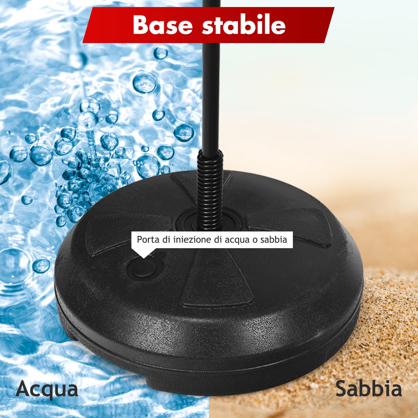 RELAX4LIFE Sacco da Boxe con Guantini per Adulti e Bambini - Punching Ball da Terra Altezza Regolabile da 120 a 154 cm, con Base Stabile Riempibile,Rosso Nero