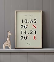 Vista 9 de Mapa de Napoli, Italia, Coordenadas Multilíneas de Colores (16x20)