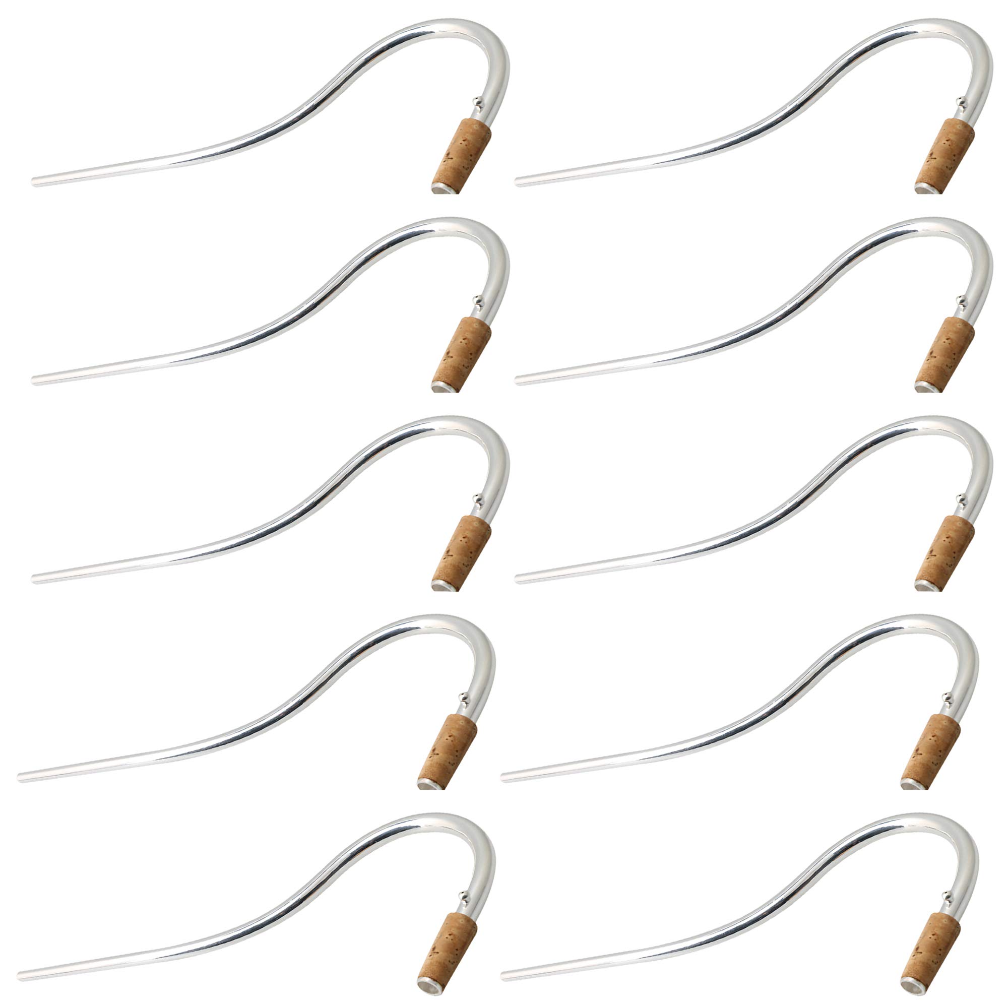 Bstinay 21.5cm Silver Bassoon Bocal Crook Copper Mouthpiece with Cork Accessories Pack of 10