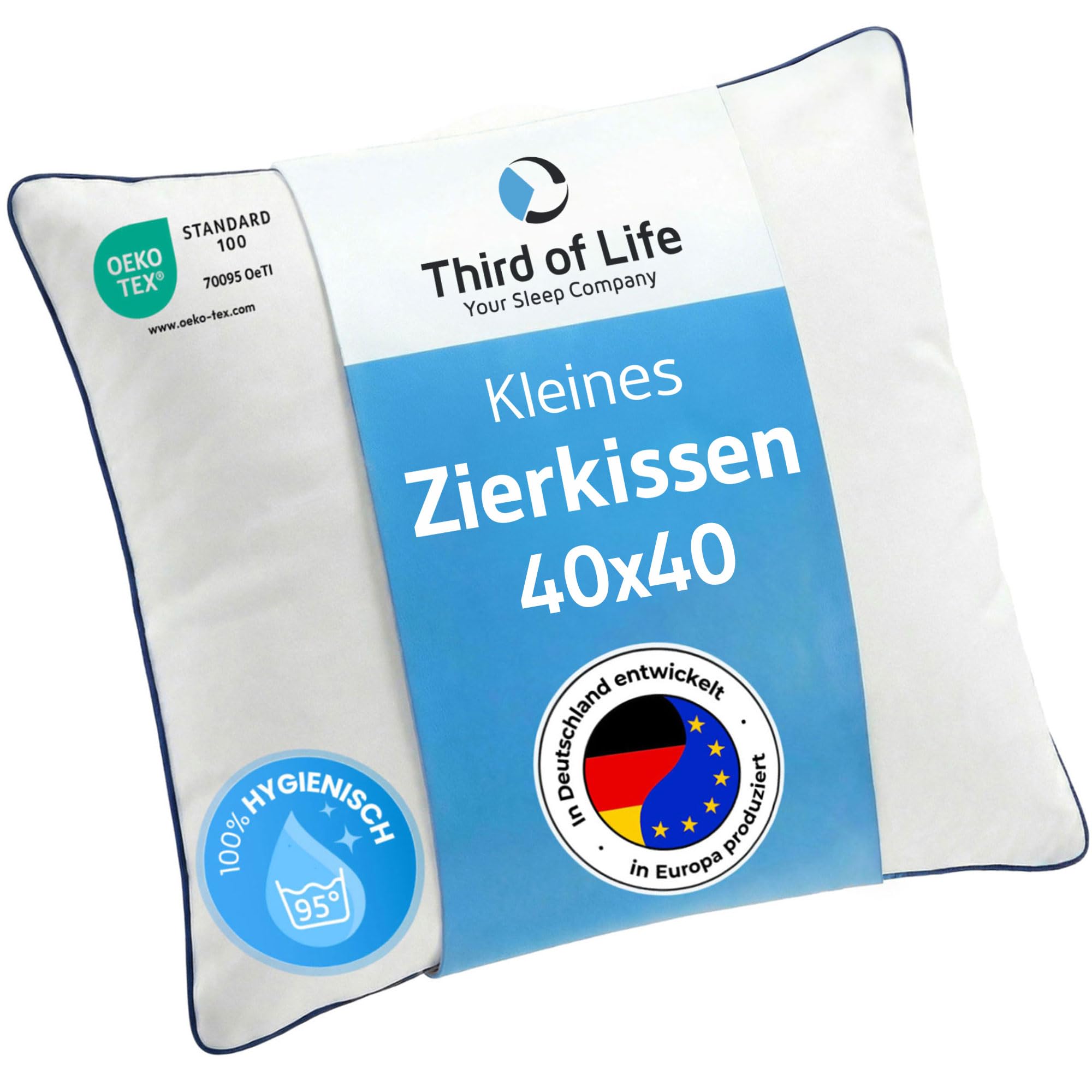 Kissen 40x40 inSPIRO, Premium Kopfkissen von Schlafexperten entwickelt, weiche Kissenfüllung für Allergiker, zu verwenden als Schlaf- oder Dekokissen für Bett, Sofa & Couch, 95°C waschbar, 40 x 40 cm