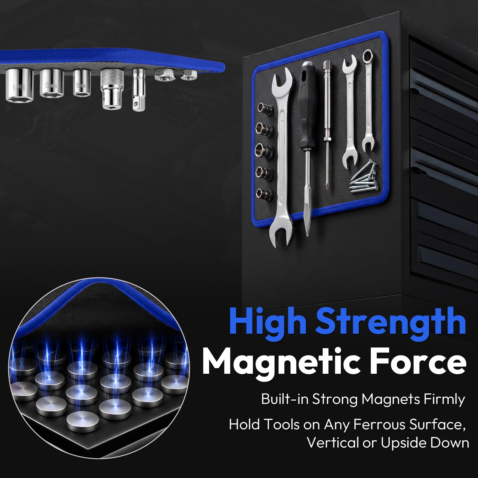 Magnetic Tool Mat-40 LBS Flexible Magnetic Mat for Tools, Blue — Amazon image 3