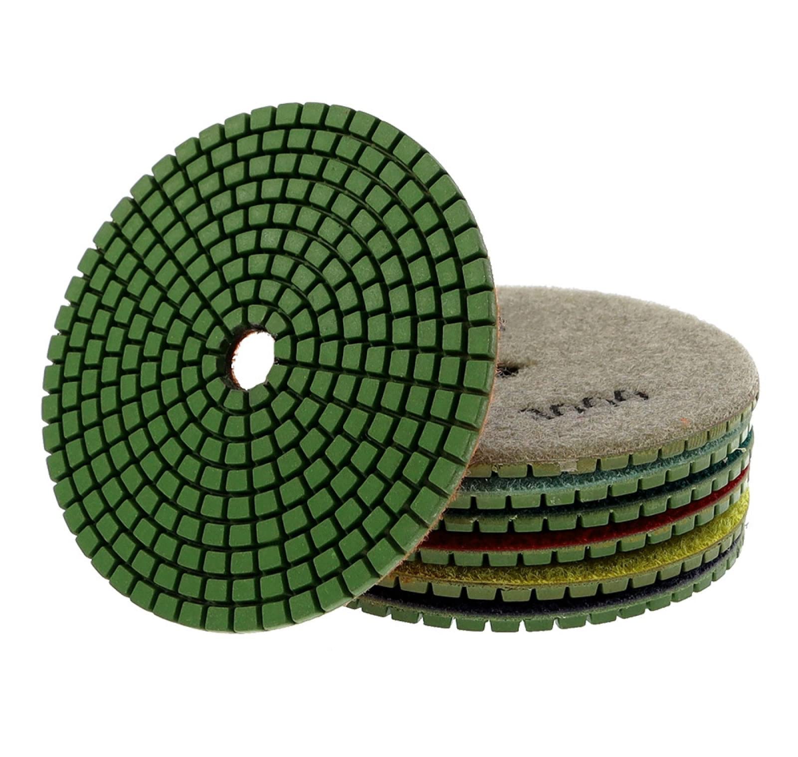 7 Unidades/juego De Almohadillas De Pulido De Diamante De 4 Pulgadas, Almohadilla De Pulido En Húmedo Flexible De 100mm Para Disco De Molienda De Suelo De Hormigón De Granito Y Mármol,800