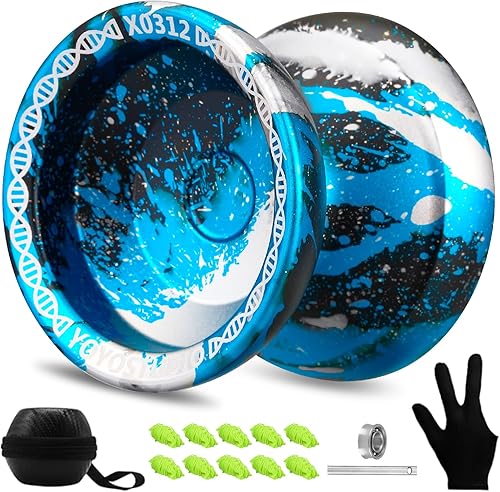 Miniatura 9 de Paquete de 2 Yoyos Sensibles - YOYOSTUDIO X0312 Negro Azul Naranja + P1 Blanco Yoyo Profesional para Niños 8-12 Yoyo No Sensible para Adultos con 2