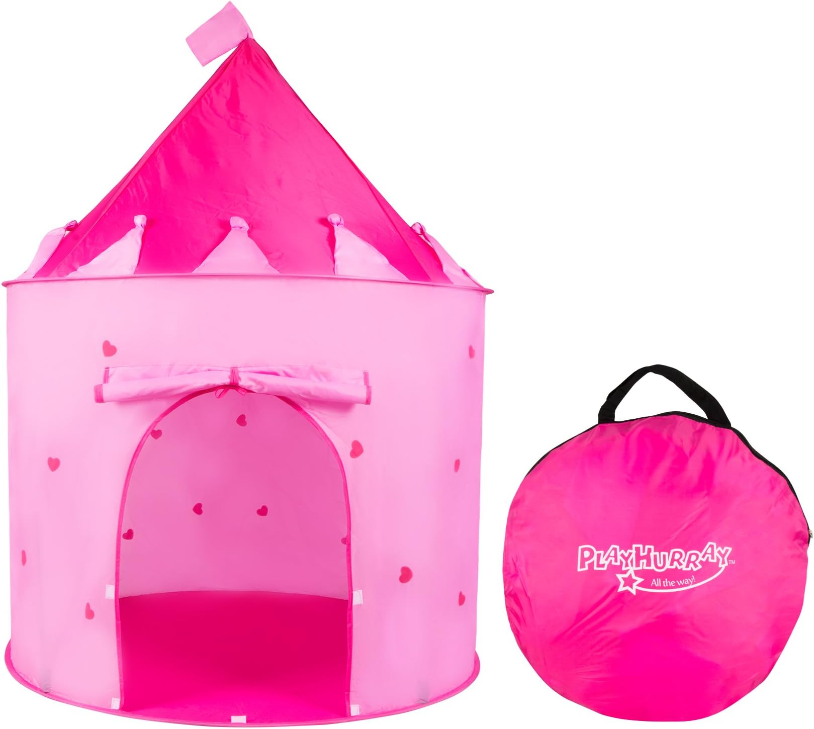 pink Play Tent/House for kids boys/girls folds into a Carrying Case, This Pop Up Castle Tent is an excellent gift for children and perfect fun travel toy, Indoor & Outdoor Use