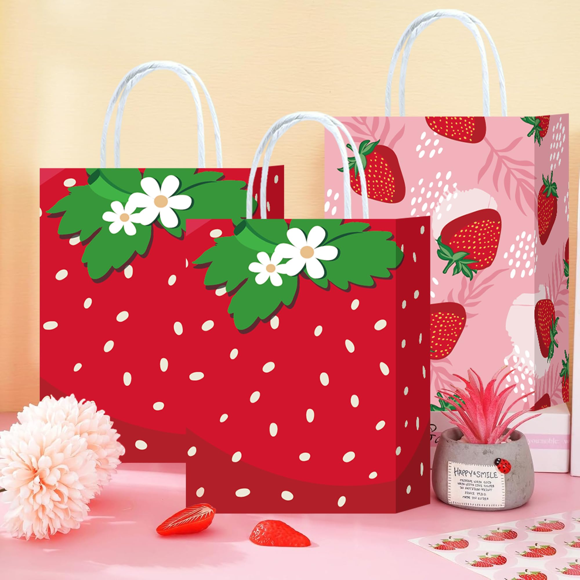 Falueqg Lot De 50 Sacs à Friandises En Forme De Fraise Pour