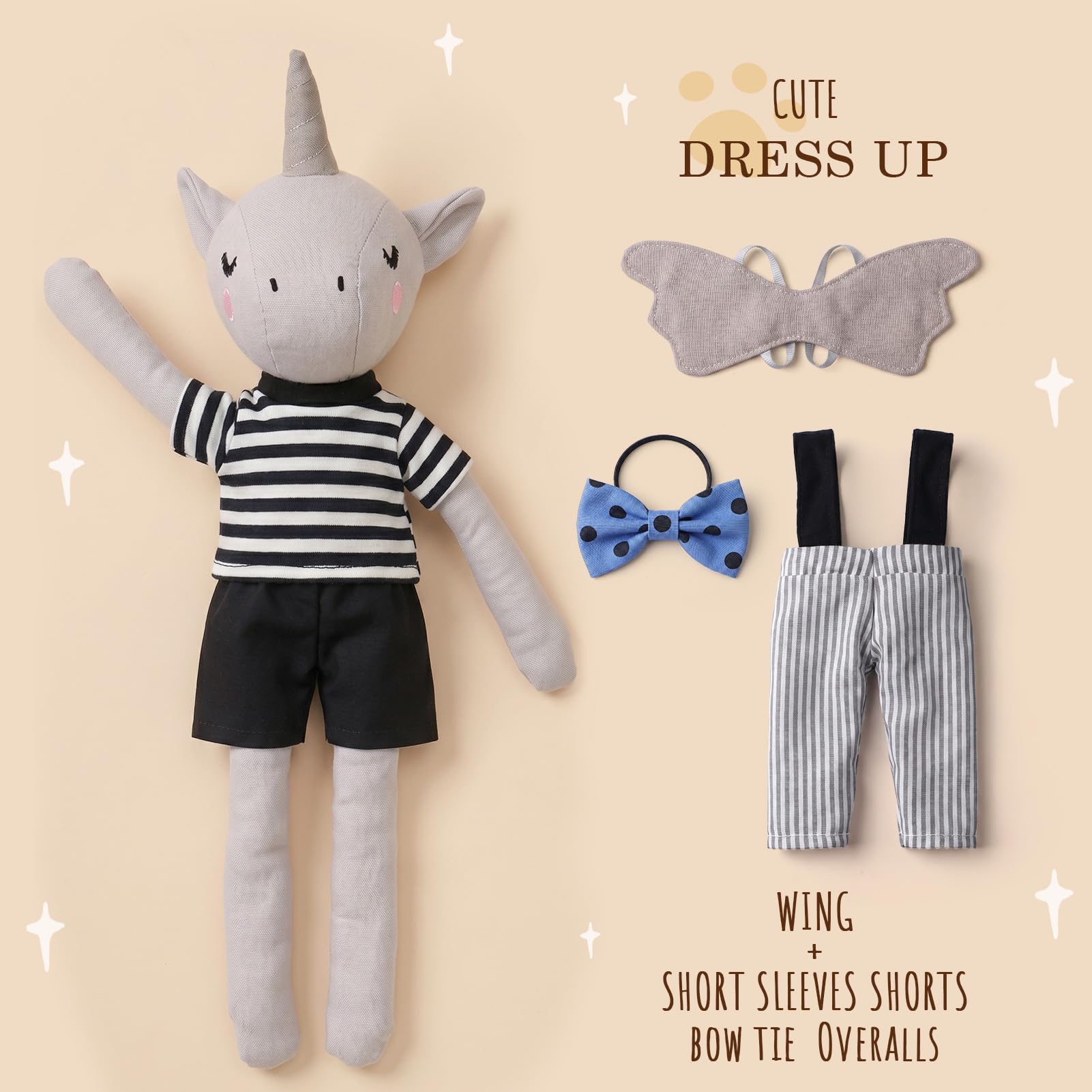 vamei Peluche Unicorno da Vestire Bambina, 36cm Peluche Unicorno Giocattolo Set con Armadio Valigia Portatile, Grucce in Legno, Vestiti per Bambole, Compleanno Natale Regalo per Bambina 3 4 5 6 Anni