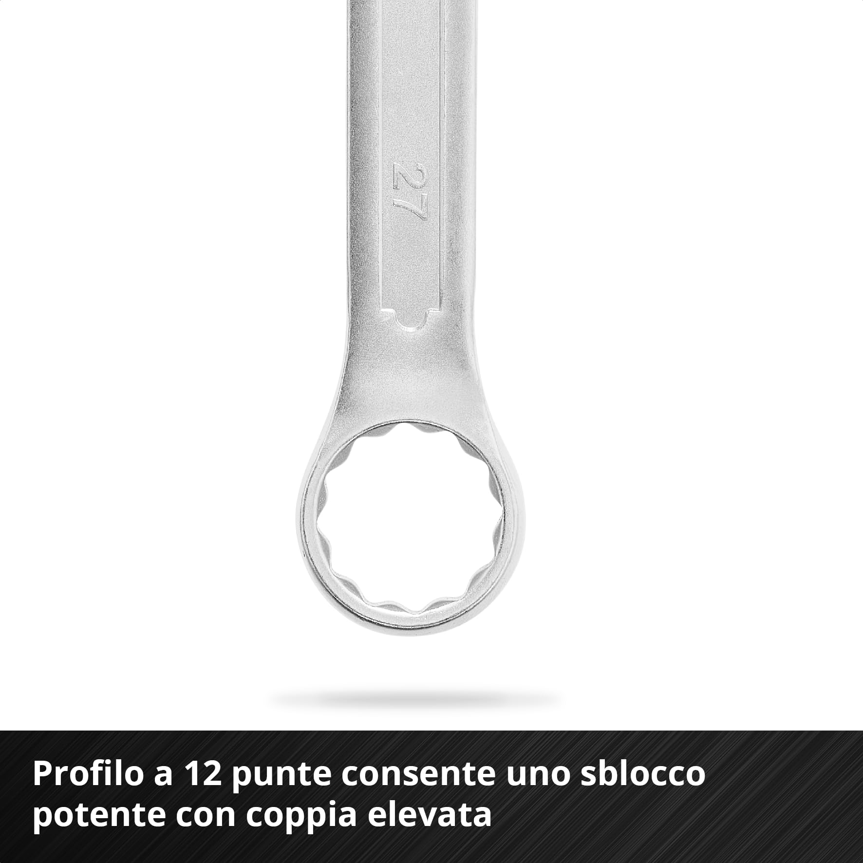 Original Einhell E-Case Pad 19 pezzi chiavi combinate (Ø 6–27 mm, profilo 12 lati, acciaio cromo-vanadio, finitura satinata, inserto EVA, sistema E-Case)