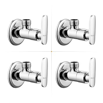 Ruhe Castor Brass Angle Valve with Wall Flange (Chrome Finish)(Pack of 4)