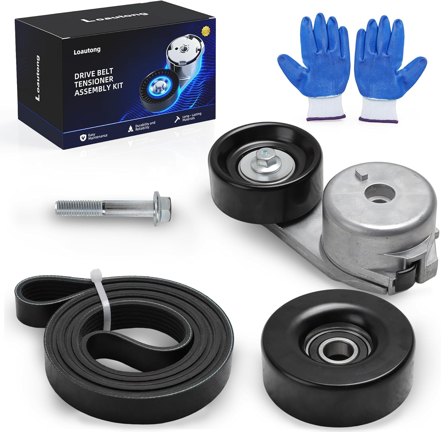 Belt Tensioner Serpentine Belt Idler Pulley Kit For Mazda B2300 2.3L 95-97, for B2500 2.5L 98-01, for Ford Ranger 2.5L 98-01, L4, 38155, 38001, 1F2015980, 04536154