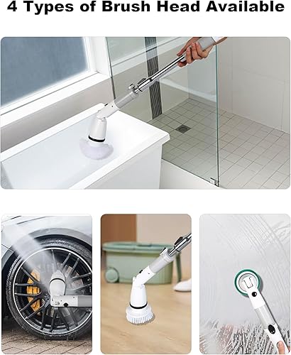 Miniatura 4 de Mrupoo Limpiador eléctrico giratorio, limpiador de ducha de 120 minutos con capacidad de batería de 4000 mAh, limpiador de ducha eléctrico eficiente