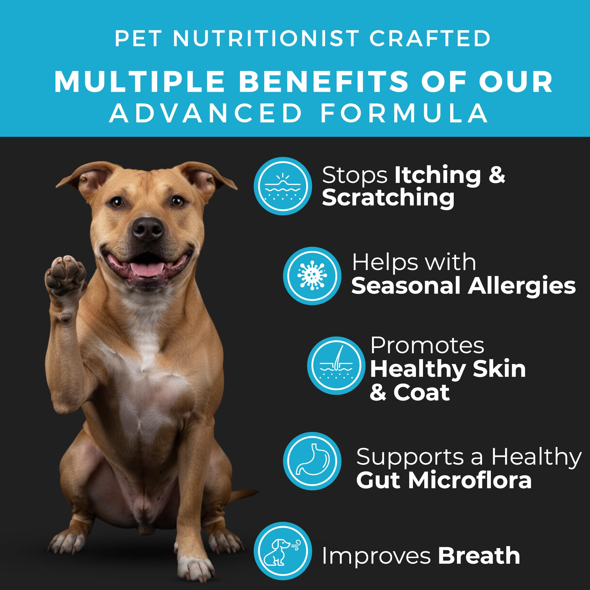 Pet Chef Nutrition 140ct/10oz Important Immune Sytstem Strengthening + Food & Envirnoment Allergy Prevention. Exclusive pop top no Mess lid, Peanut Butter Flavor ridges. Super Chewy Supplement Treat.