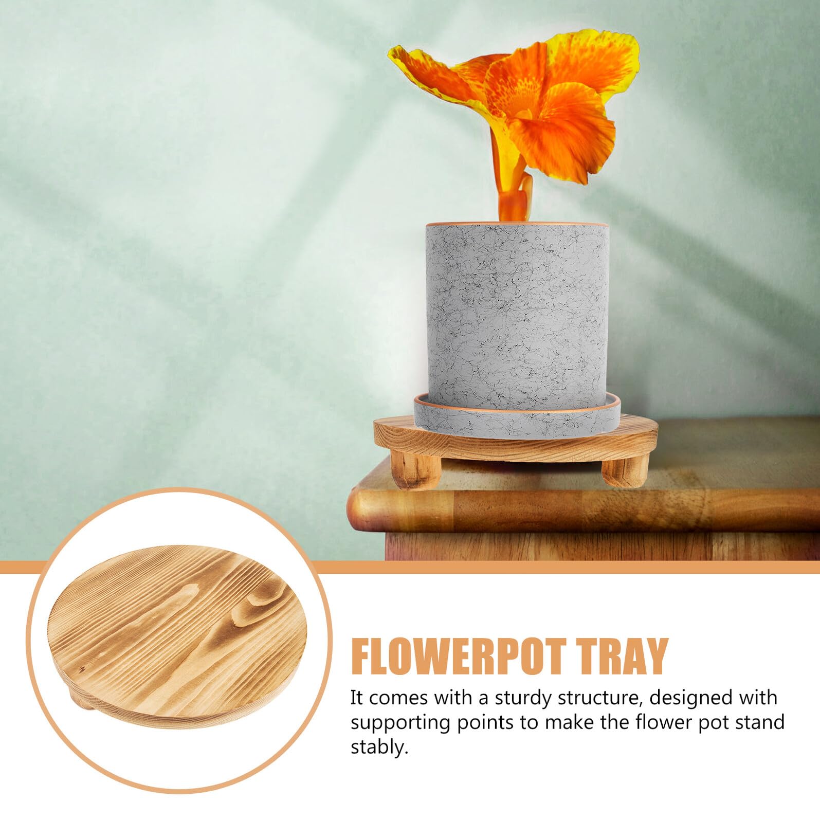 DOITOOL Soporte de Madera para Macetas Estructura Robusta y Acabado en Color Caqui, Adecuado para Exhibir Plantas en Sala de Estar o Jardín Interior