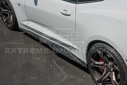 Miniatura 6 de Repuesto para Chevrolet Camaro SS y RS 2016-2018  Par de extensión de panel basculante de faldas laterales estilo ZL1 (fibra de carbono forjada)