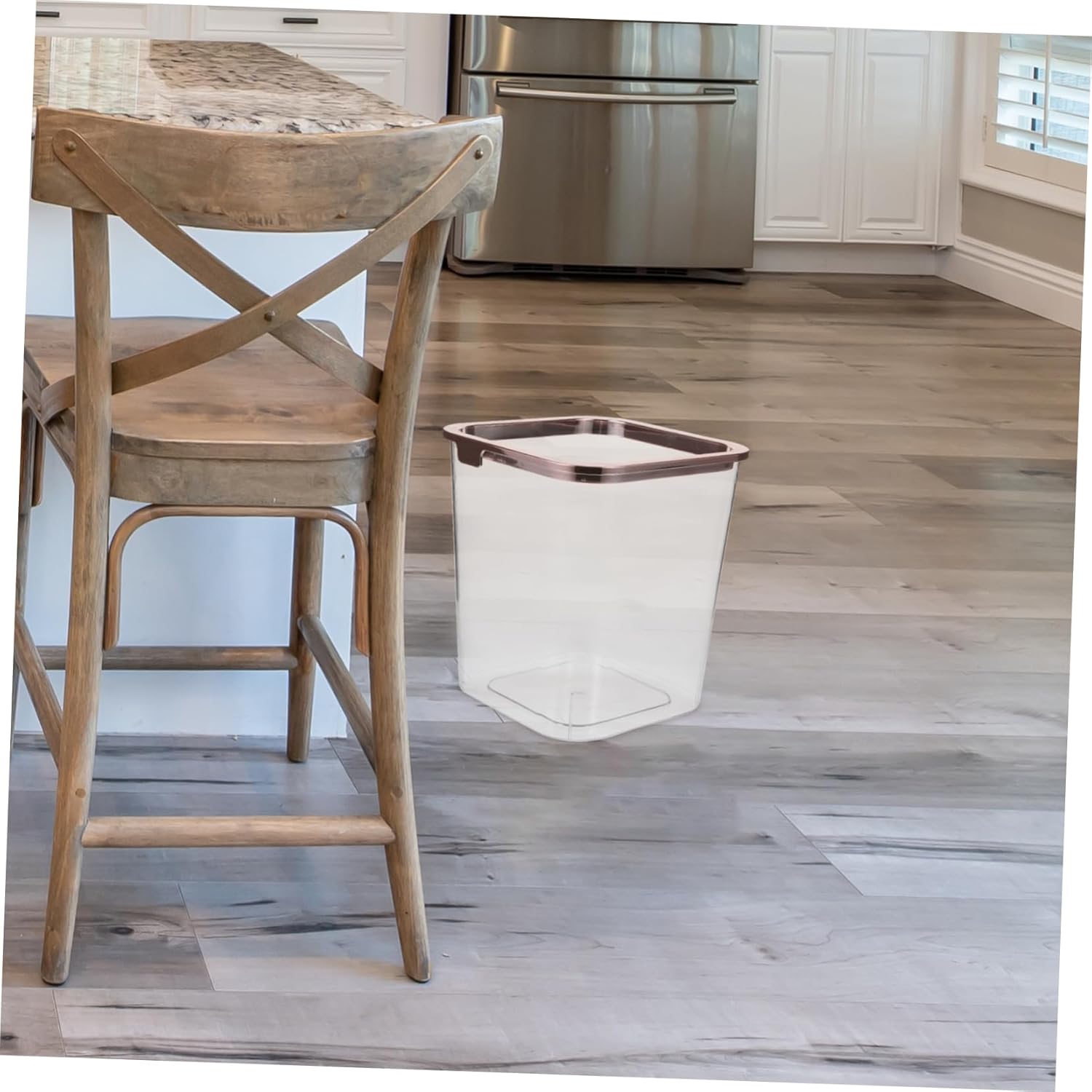 HOMSFOU Plastic Garbage Bin Clear Trash Can Square Small Trash Bin Plastic Garbage Can Wastepaper Basket Waste Paper Container for Office Home Kitchen Bedroom Transparent