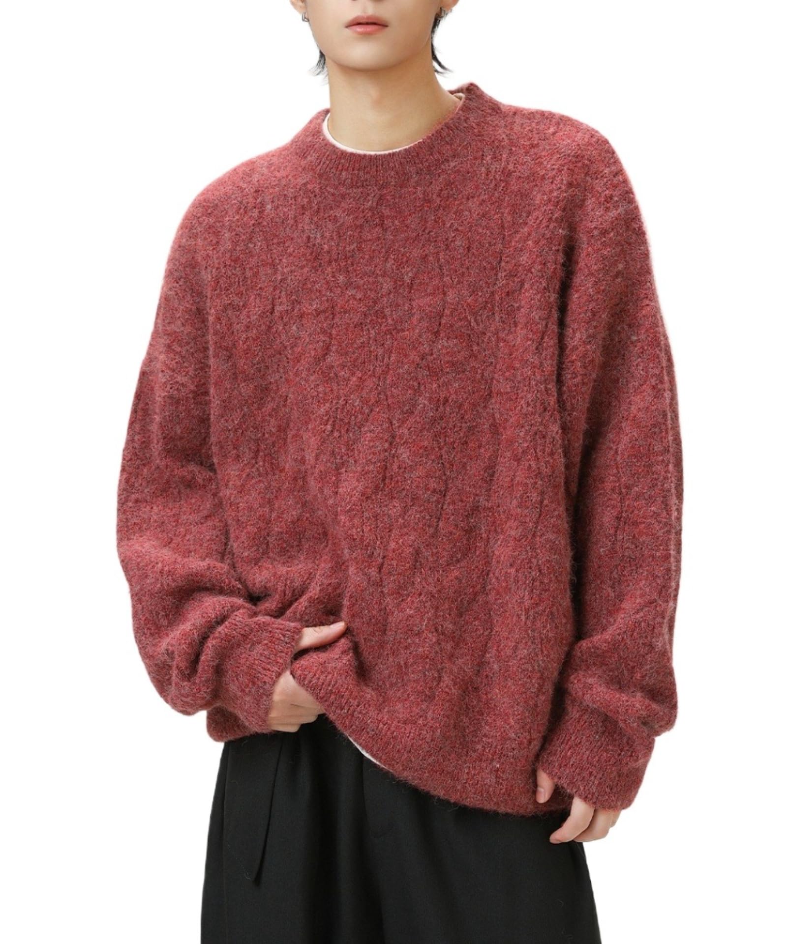 pohadon Vintage Grandpa Cable Knit Sweater Fall Winter Oversized Retro Chunky Pullover Y2k Fashion Streetwear Grunge Clothes-picture-26