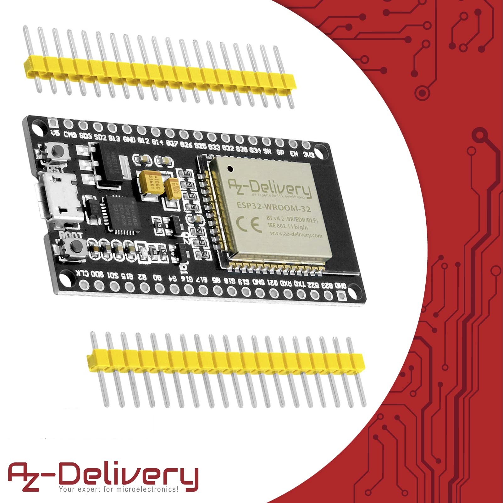 AZDelivery ESP32 Kit C V4 NodeMCU Lot De 3 - Cartes WiFi USB-C Avec E-book - Compatible Arduino